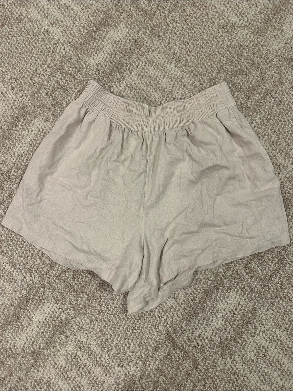 Ava & Viv High Waist Light Beige Linen blend Shorts